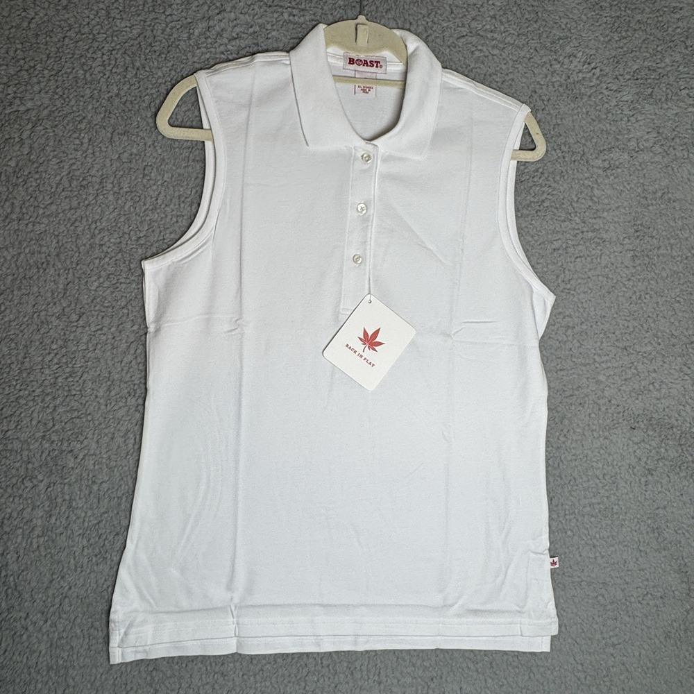 Boast Tank Shirt‎ Women's Large White Polo Sleeveless Squash Tennis Pickleball